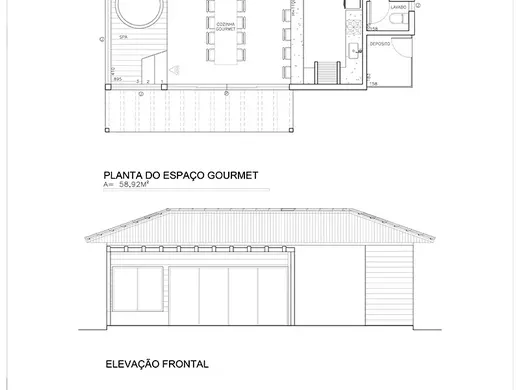 Planta da área gourmet de 59 m²