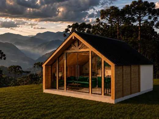 Fachada da Chalé Modelo Escandinavo 32,50m² com 1 quarto