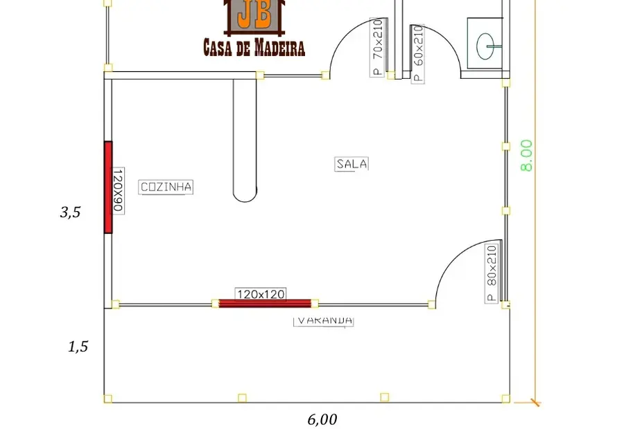 Planta: Casa Térrea Funcional 48,00m²