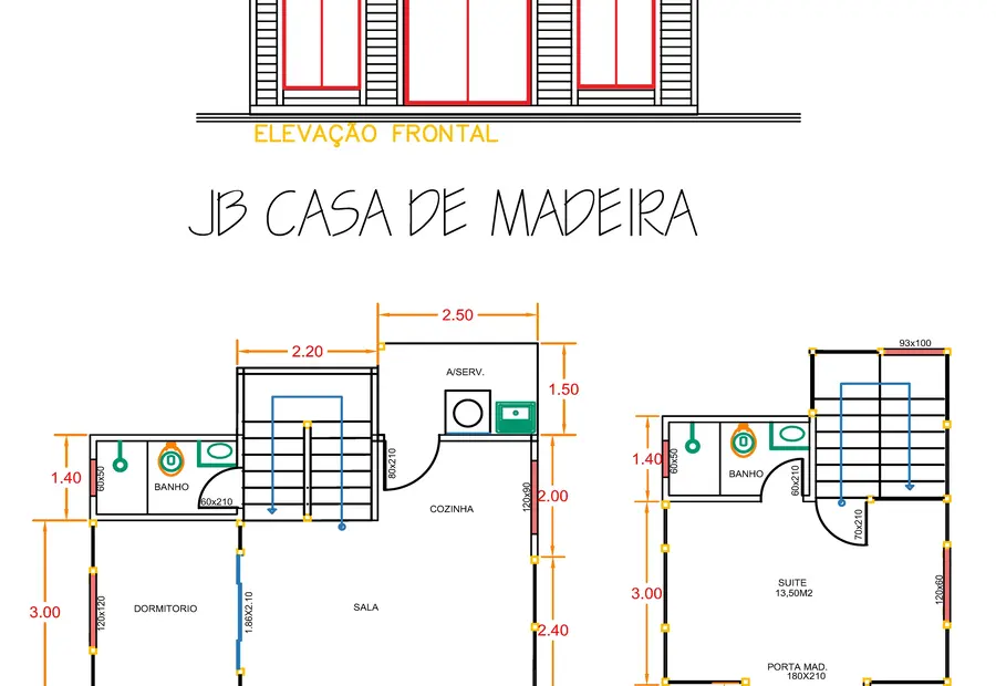 Planta: Duplex 71,63m² com 1 suíte e 1 quarto