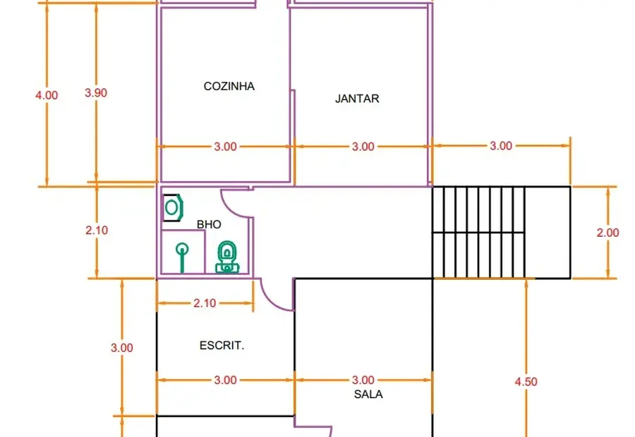 Planta: Casa Duplex 149,50m² com 1 suíte e 2 quarto