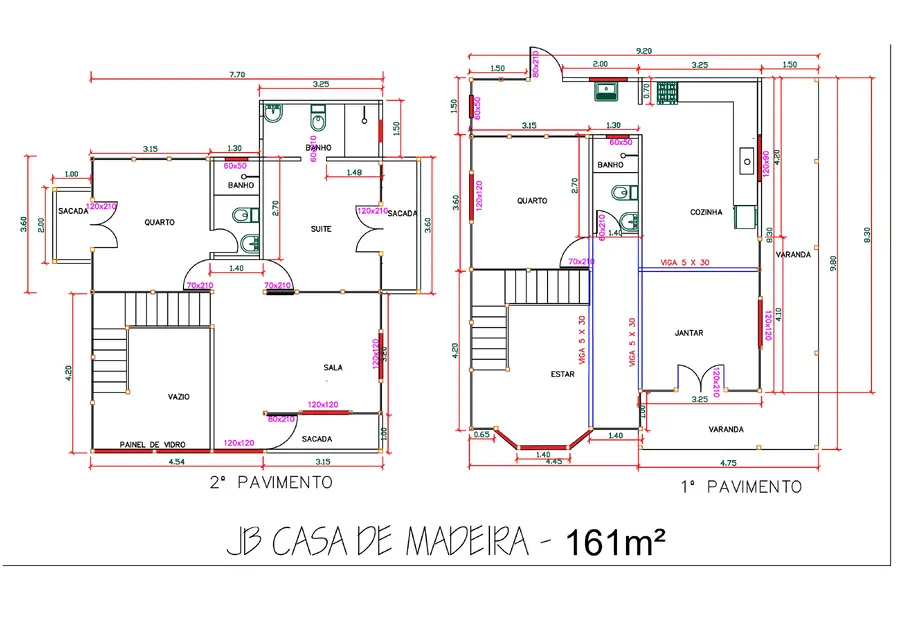 Planta: Casa Duplex 161,00m² com 1 suíte e 2 quartos