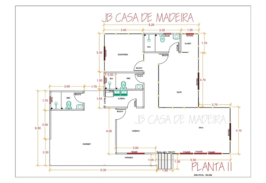 Planta: Casa 136,00m² com 1 suíte
