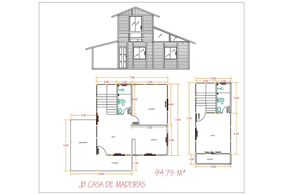Planta: Casa Duplex 94,75m²