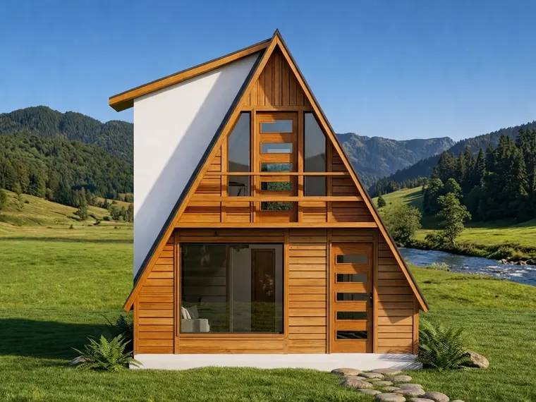 Fachada: Chalé A-Frame 94,50m² com 1 Suíte e 1 Quarto
