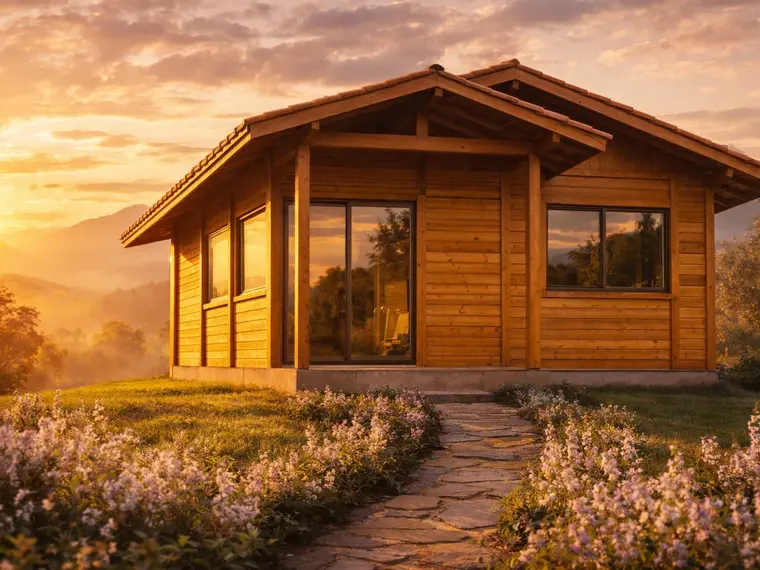 Fachada: Chalé 27m² com 1 Quarto e Varanda