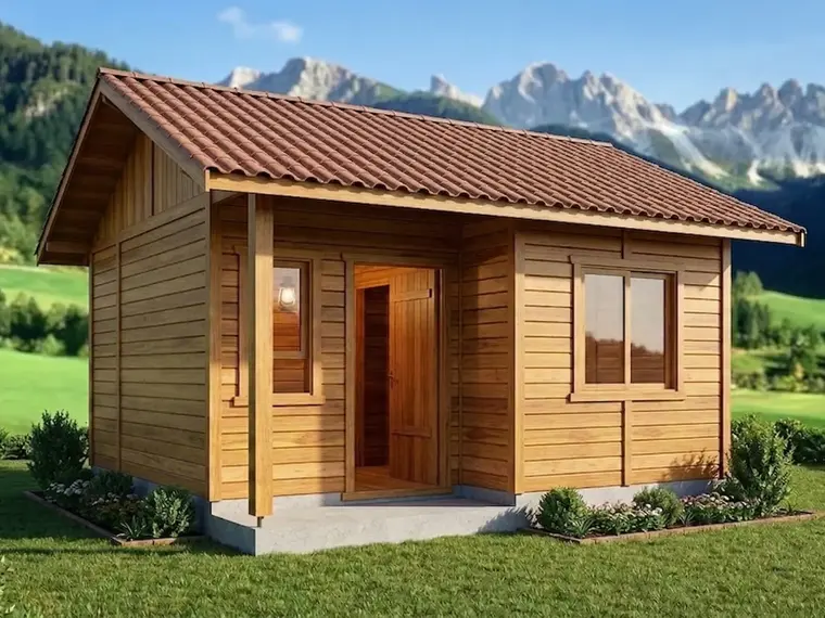 Fachada: Chalé 30m² com Suíte e Varanda