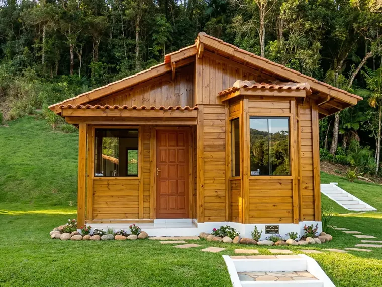 Fachada: Chalé 31m² com Suíte e Área de Serviço