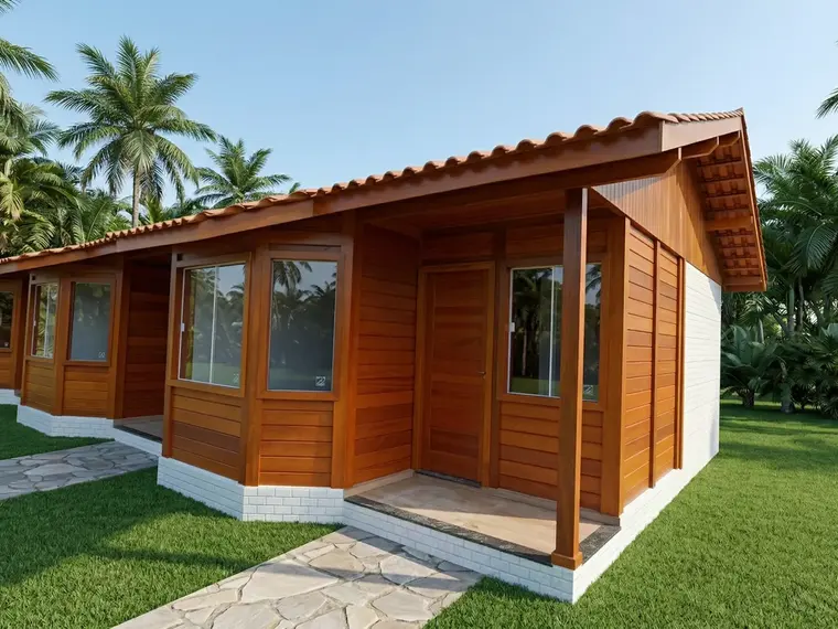 Fachada: Chalé Conjugado Triplo 105m² com 3 Suítes