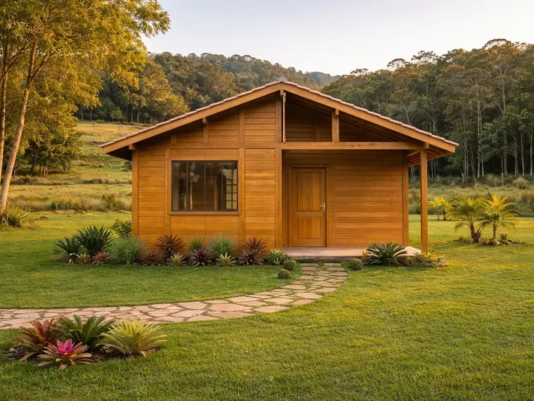 Fachada: Chalé 40,30m² com 1 Quarto e Varanda