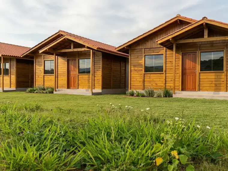 Fachada: Chalé 42m² com Suíte e Varanda