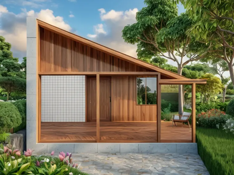 Fachada: Casa Térrea 50,98m² com 1 Suíte e Varanda Gourmet