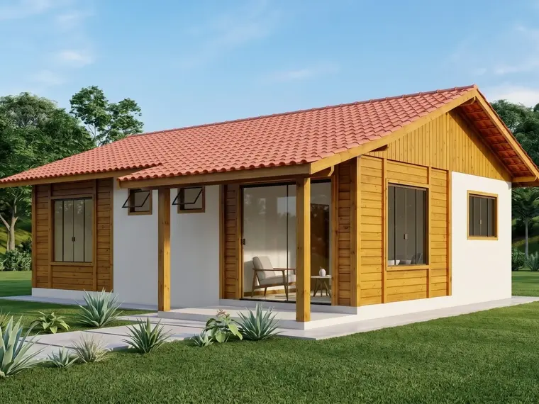 Fachada: Casa Térrea 63,30m² com 2 Quartos, 1 Suíte e Varanda