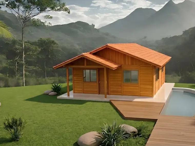 Fachada: Casa Térrea 63,37m² com 2 Quartos e 1 Suíte