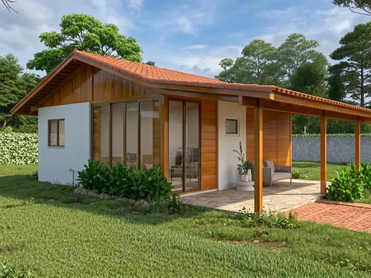 Fachada: Casa Térrea 66,50m² com 1 Quarto, 1 Suíte e Ampla Varanda