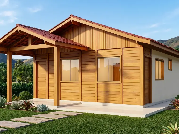 Fachada: Casa Térrea 67,87m² com 2 Quartos e 1 Suíte