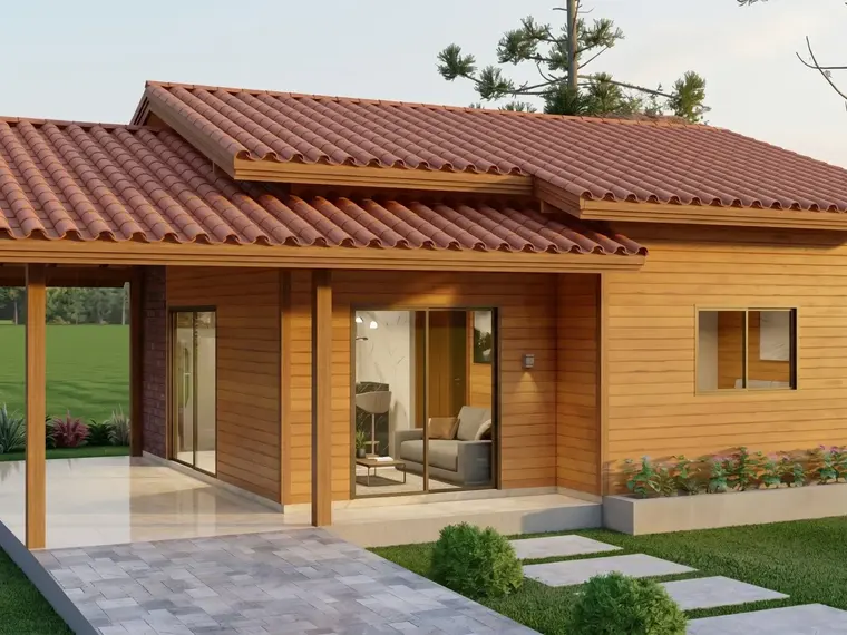 Fachada: Casa Térrea 68,60m² com 2 Quartos e Garagem