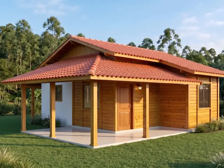 Fachada: Casa Térrea 69,85m² com 1 Suíte, 1 Quarto e Garagem