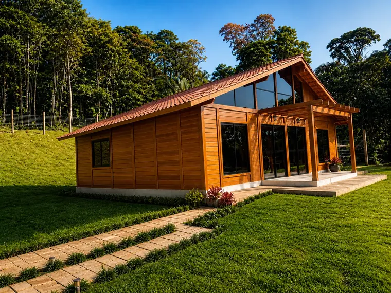 Fachada: Casa 79,50m² com 1 Suíte, 2 Quartos e Pergolado