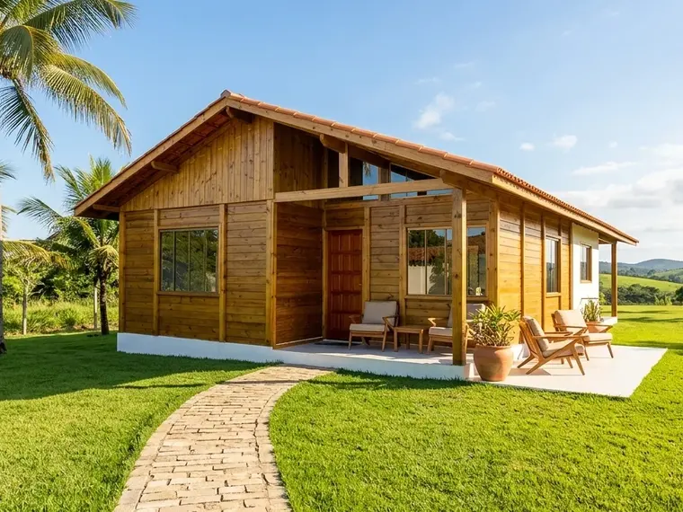 Fachada: Casa 90,55m² com 1 Suíte e 2 Quartos