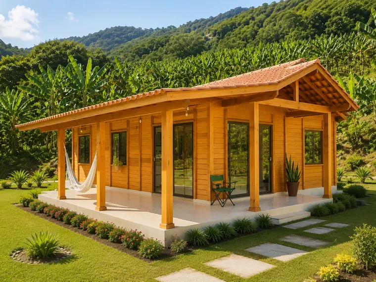 Fachada: Casa 92,25m² com 1 suíte, 3 quartos, garagem e varanda