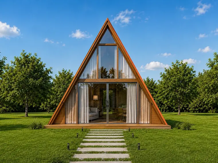 Fachada: Chalé A-Frame 45,60m² com 2 quartos