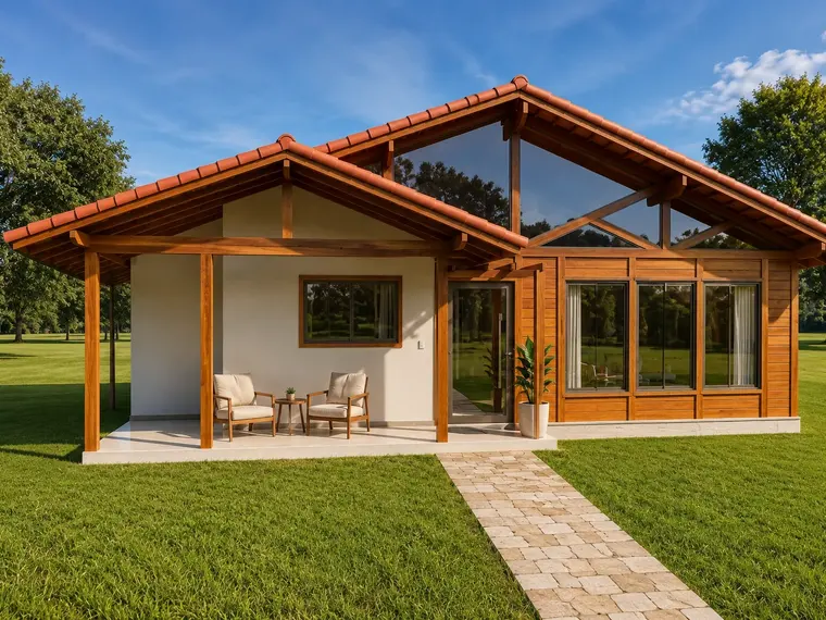 Fachada: Casa 102,00m² com 2 suítes, área gourmet e varanda