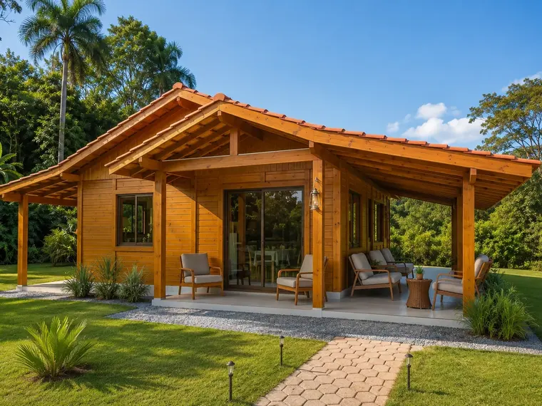 Fachada: Casa 104,00m² com 1 suíte, 2 quartos, garagem e varanda