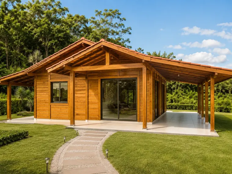 Fachada: Casa 105,25m² com 1 suíte, 2 quartos, closet, garagem e varanda