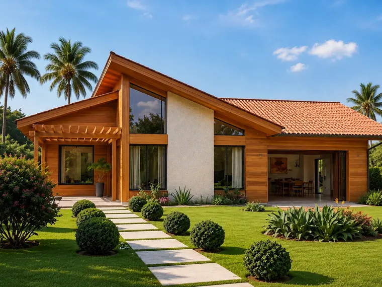Fachada: Casa 106,50m² com 1 suíte, 2 quartos, lavabo e área gourmet