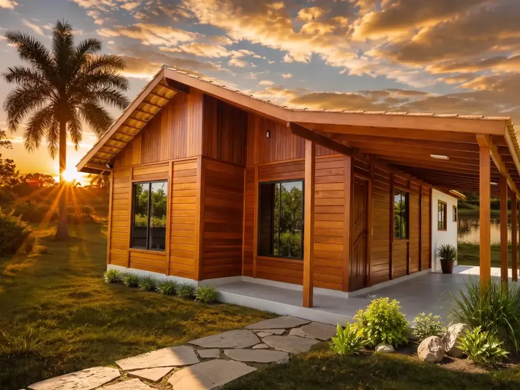 Fachada: Casa 113,05m² com 1 suíte e 2 quartos