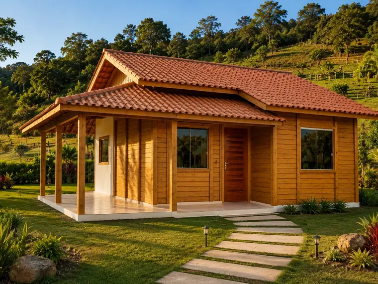 Fachada: Casa Térrea 67,85m² com 1 Quarto, 1 Suíte e Garagem