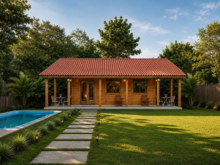 Fachada: Casa 96,00m² com 1 suíte, 2 quartos e varanda em U