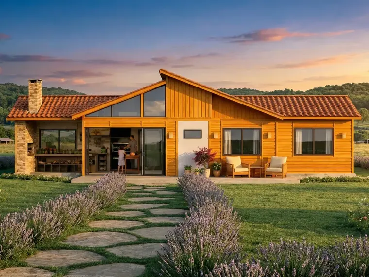 Fachada: Casa 116,00m² com 3 suítes, lavabo e área gourmet