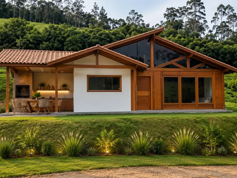 Fachada: Casa 136,00m² com 2 suítes e 2 quartos