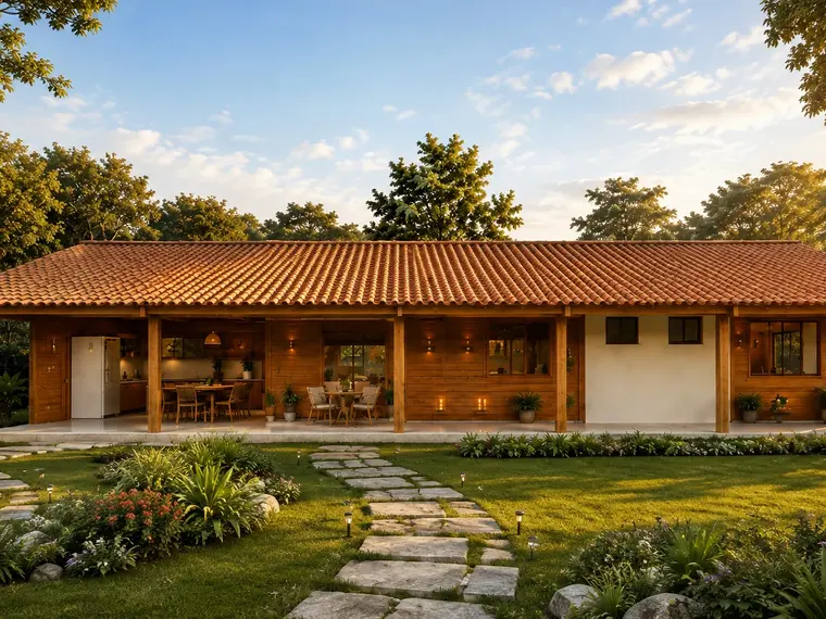 Fachada: Casa Térrea 164,35m² com 4 Suítes e Área Gourmet