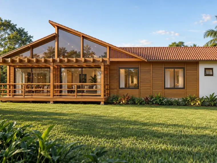 Fachada: Casa 147,36m² com 1 suíte, 3 quartos e deck