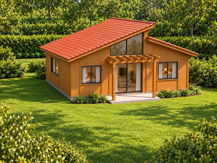 Fachada: Casa de Madeira 55,45 m²