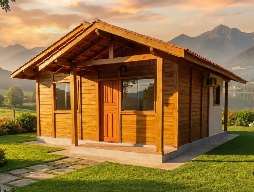 Casa de madeira para chácara: varanda, quartos e rotina rural
