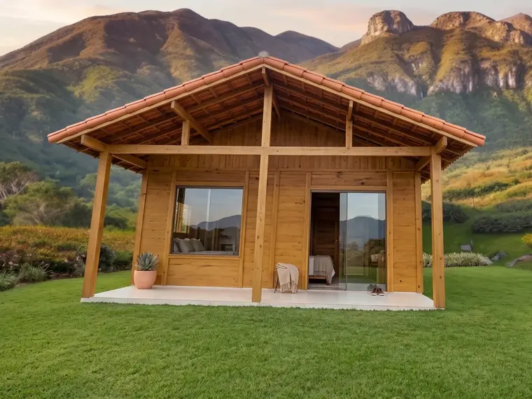 Fachada da Casa Térrea 61,80m² com 1 Quarto e Varanda Ampla
