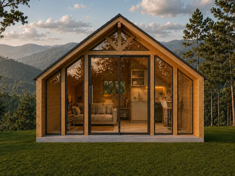 Fachada da Chalé Modelo Escandinavo 32,50m² com 1 quarto