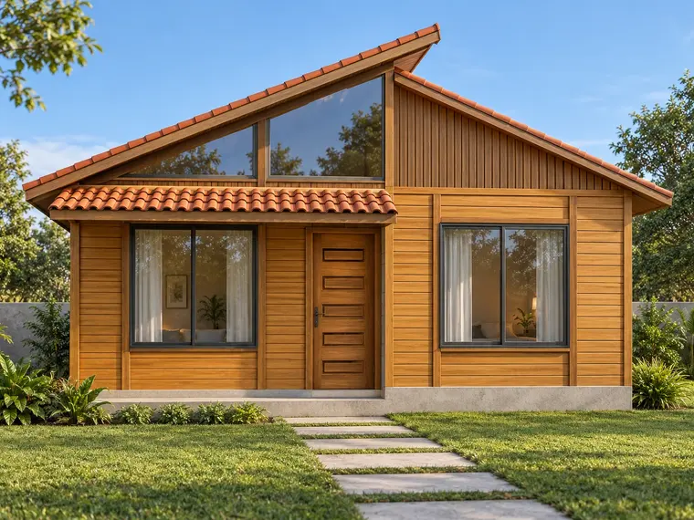 Fachada da Casa Térrea Contemporânea 49m²