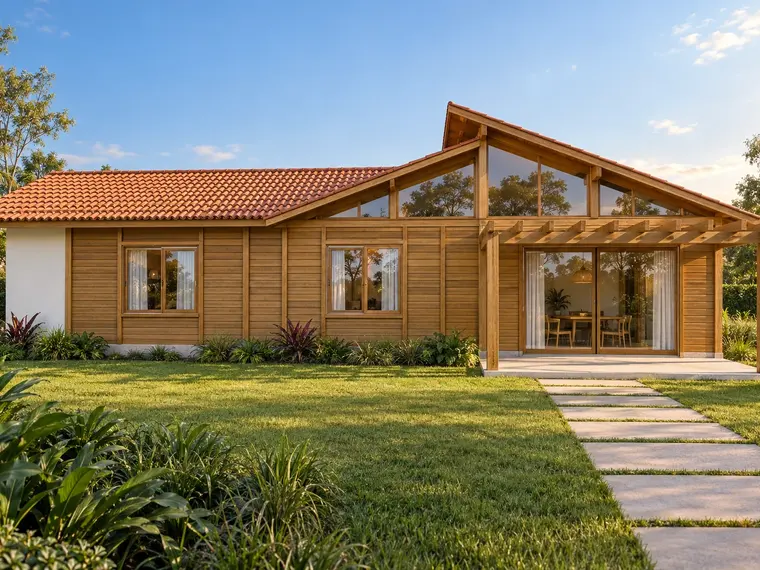 Fachada da Casa 124,00m² com 3 quartos (1 Suíte)