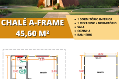Chalé A-Frame 46,60m² - 2 Quartos