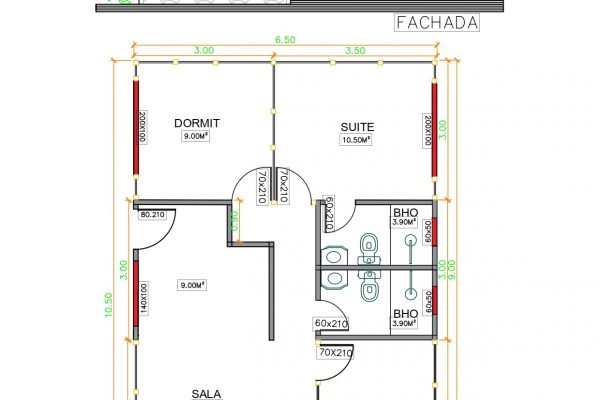 Casa de Madeira de Pinus em Autoclave de 63,37 m² Projeto 2