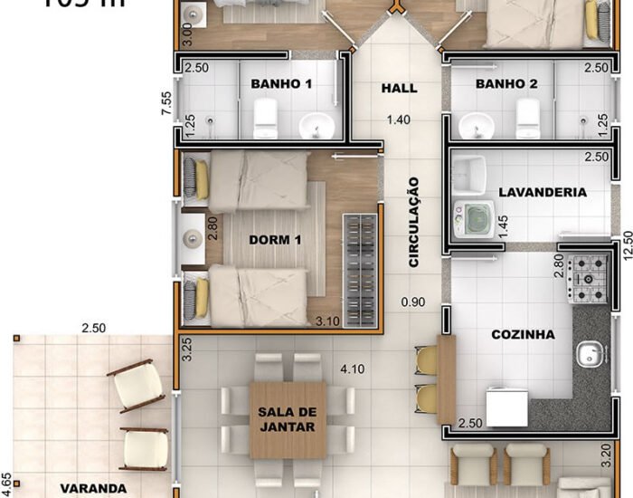 Promoção incrível JB Casas – Casa de 105 m² Completa