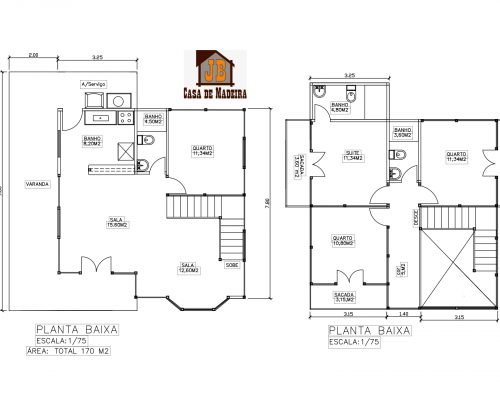 Duplex JB Casa de Madeira – Modelo Colatina-ES – 170,00 m²